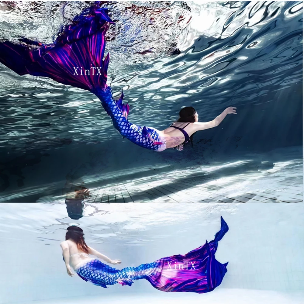 NEW!Big Mermaid Tail Skin for Swimming,No Monofin Mermaid Swimsuit