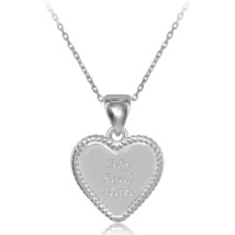 Sterling Silver Rope Border Heart &quot;My Soul Mate&quot; Pendant  W/Chain - £44.25 GBP