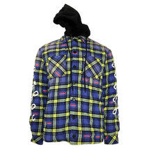 Off-White Arrow Logo Plaid Shirt Jacket In And Yellow Cotton Men Blue Si... - $547.20