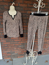 Victoria&#39;s Secret 2 Piece Pajama Set  Small Thermal Leopard Stretch Long... - $20.90