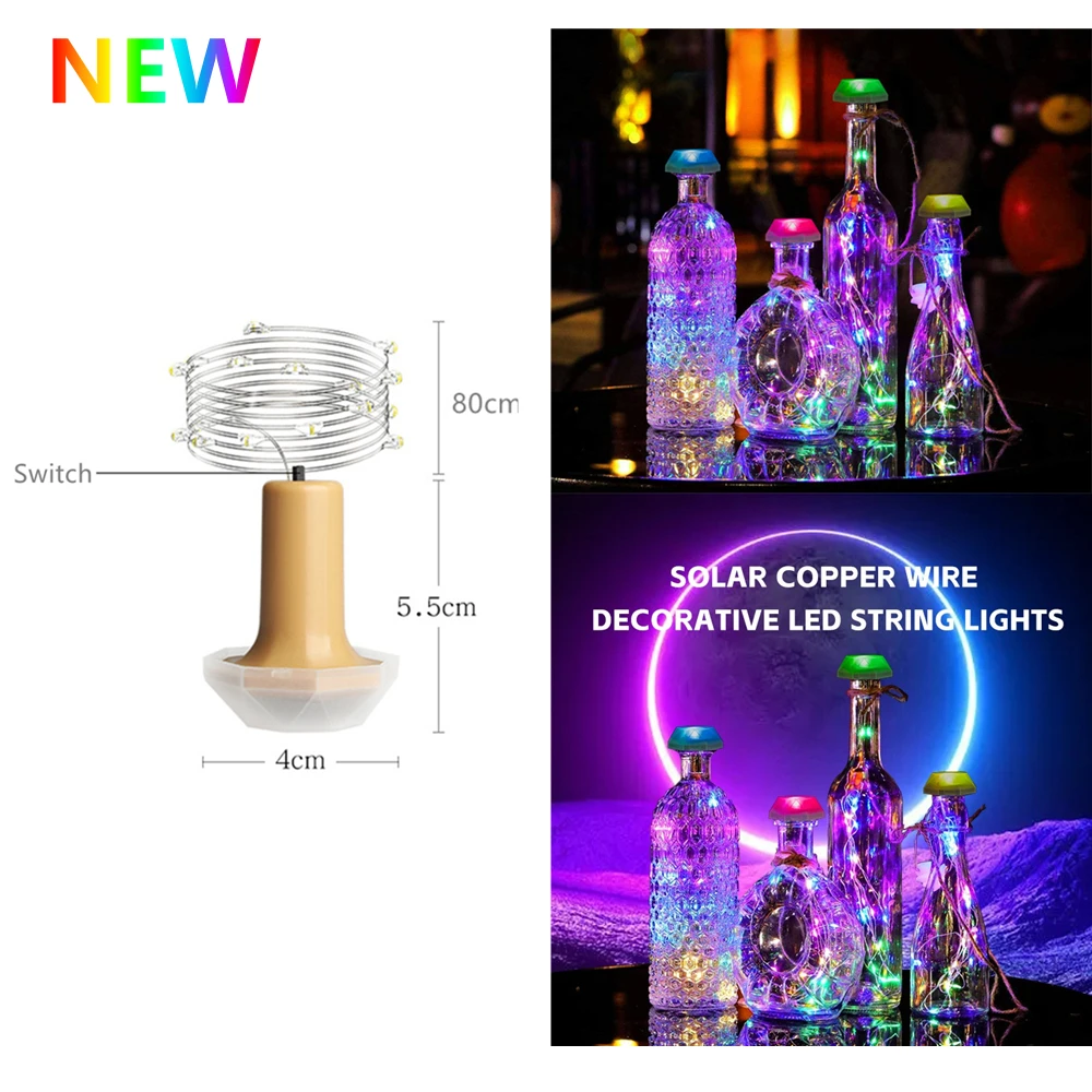 Upgraded Solar Wine Bottle Lights LED Waterproof Copper Lights Fairy Cork String - £67.12 GBP