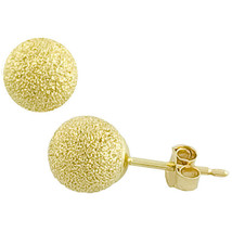 14k Solid Yellow Gold Stud Earrings 14kt 14 kt Satin / Matte-Finished Ball Studs - £36.90 GBP
