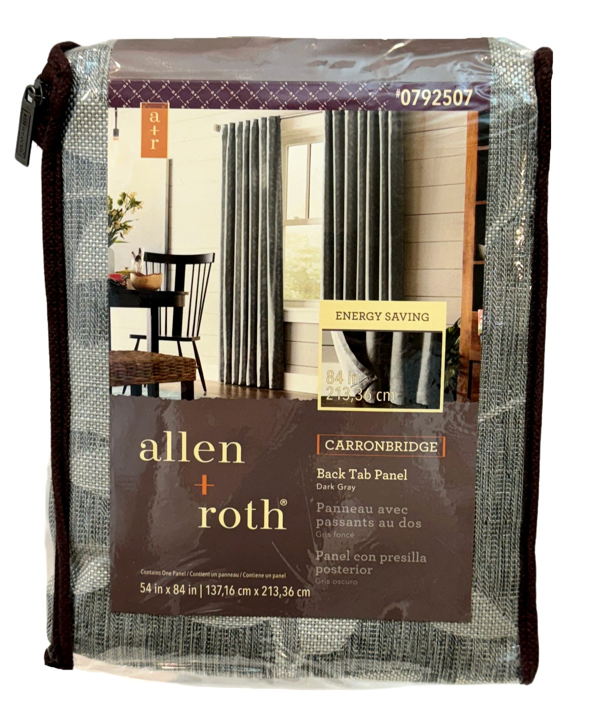 Allen + Roth Carronbridge Panel 54" x 84" Gray Bird Motif Energy Saving