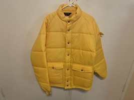 Vintage 80s Swingster Blank  yellow Nylon Puffer Coat Jacket Large USA - $88.11
