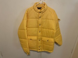 Vintage 80s Swingster Blank  yellow Nylon Puffer Coat Jacket Large USA - £68.88 GBP