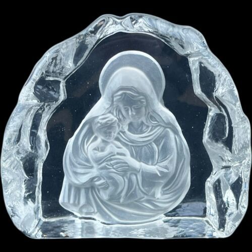 Primary image for Vintage Madonna and Child Frosted Crystal Figure Iceberg Sculpture 5" Religious