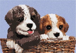 Pepita Needlepoint Canvas: Dogs in Basket, 10&quot; x 7&quot; - $50.00+