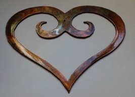 Ornamental Scrolled Heart Lg /Bronze Plated Metal Wall Decor - £12.39 GBP