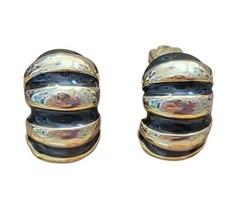 Kenneth Jay Lane Gold with Black Enamel Stripes Shrimp Clip-on Earrings - £46.72 GBP