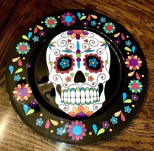 SUGAR Skull SERVING PLATTER Kitchen decorating round 12&quot;  plastic Halloween - £15.93 GBP