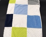 Just Born Baby Blanket Patchwork Minky Navy Green Gray Blue Sherpa - £23.58 GBP