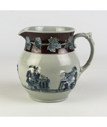 Copeland Late Spode Sprigged 32oz Jug, Antique Gray, Red w Blue Drinking... - £79.93 GBP