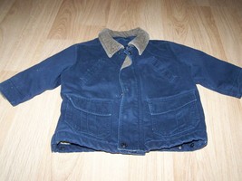 Size 24 Months The Children&#39;s Place Navy Blue Tan Winter Coat Jacket Lined Denim - £18.77 GBP