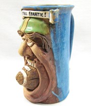 3D Face Large Stein Mug Pottery Football Fanatic Sports Player Stoneware Gag Art - £35.44 GBP