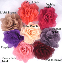 /pc Handmade Pleated Flower Appliques Craft Sew for Brooch Hat DIY 4&quot; /10cm C90 - £4.78 GBP