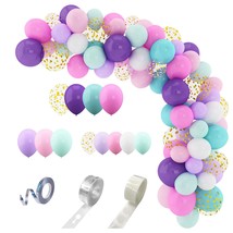 Amandir 168Pcs Unicorn Balloons Arch Garland Kit, Pink Purple Aqua Blue Confetti - £13.48 GBP