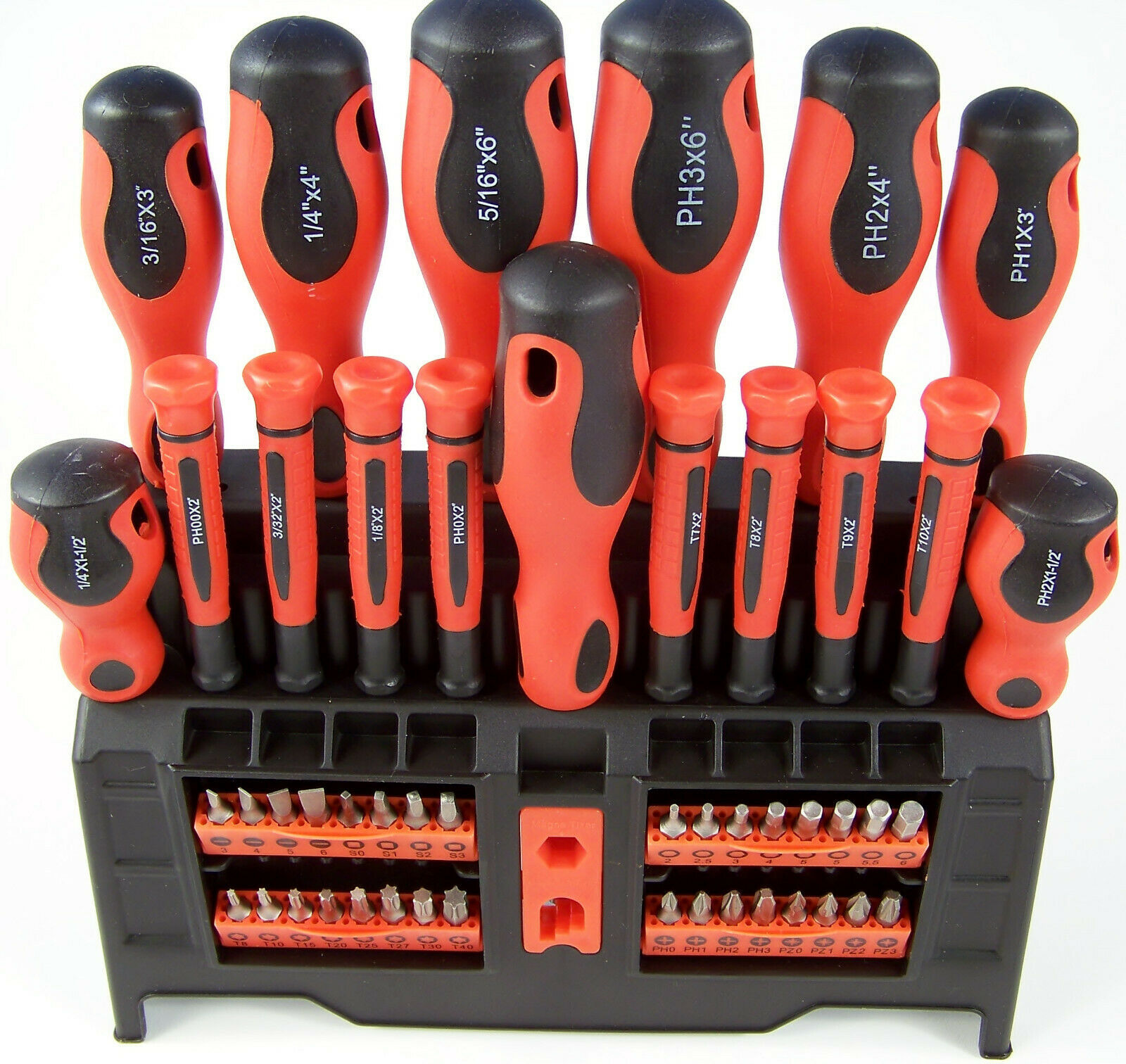50pc Magnetic CRV SCREWDRIVER / BIT Set with RACK Slotted Phillips Pozi Square - £15.92 GBP