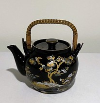 Otagiri Vintage Black, White &amp; Gold Oriental Tea Pot Birds Tree Ducks Beautiful! - £16.15 GBP