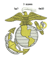 USMC Marines EGA 3sizes digitized filled embroidery design Digital Download - £5.62 GBP