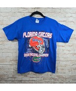 2008 Florida Gators National Champion T Shirt Mens Large Blue Gildan Cotton - $15.88