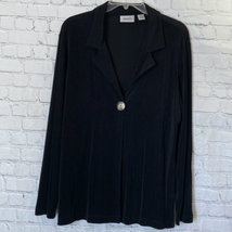 Chicos Travelers Womens 2 Large Cardigan Jacket Black Open One Button Sl... - $29.69