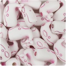 BeadTin White &amp; Pink Antique 24mm Whale Pony Beads (24pcs) - $2.29