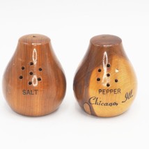 Vintage Chicago Illinois Wood Souvenir Salt &amp; Pepper Shakers Set Lot - £11.89 GBP