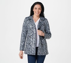 Dennis Basso Glazed Double- Breasted Notch Collar Jacket in Grey Large - £54.26 GBP