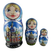 Nesting Dolls 3.9&quot; 3 Piece, Moscow Cathedral Monuments Set Russian Matryoshka - $34.37