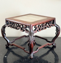 Antique Chinese Wood Square Display Stand Base with Dragons Design Marble Top * - £316.73 GBP