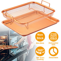 Crisper Tray Set Non Stick Cookie Sheet Tray Air Fry Pan Grill Basket Oven Dishw - £36.01 GBP