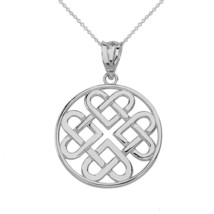 925 Sterling Silver Celtic Knot Woven Heart Hearts Pendant Necklace - £26.28 GBP+