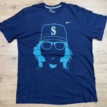 Nike Seattle Mariners T Shirt Size XL Navy Blue Face With Glasses S Logo 2011 - £15.28 GBP