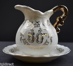 Vintage 50th Anniversary Creamer &amp; Underplate Gold Embellishments Collec... - $14.50