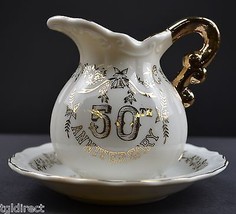 Vintage 50th Anniversary Creamer &amp; Underplate Gold Embellishments Collec... - £11.58 GBP