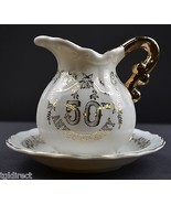 Vintage 50th Anniversary Creamer &amp; Underplate Gold Embellishments Collec... - £11.46 GBP
