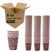1000 Ct Disposable Paper Hot Coffee Cups Coffee Bean Design WHOLESALE LO... - £46.60 GBP