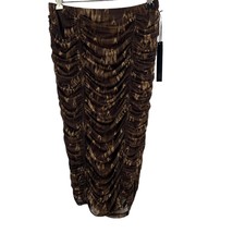 House Of Harlow 1960 Ruched Fully Lined Brown &amp; Tan Midi Pencil Skirt Size S - £30.09 GBP