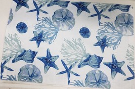 Set Of 4 Same Kitchen Fabric Thin Placemats, Sealife,Starfish &amp; Seagrass,Blue,Gr - £13.44 GBP