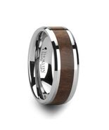 Tungsten Wedding Band w/ Black Walnut Wood Inlay &amp; Beveled Edges - $182.00