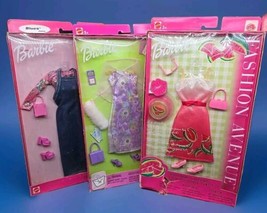 3 2002 Barbie Fashion Ave Sparkle Watermelon Dress Outfits #56648 #25702 #26397 - £48.86 GBP