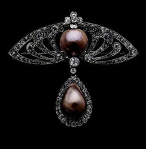 Victorian 2.10ct Rose Cut Diamond Pearl Wedding Women&#39;s Brooch Thanks Gi... - £358.96 GBP