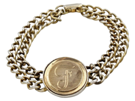 Vintage F Initial Chain Link Bracelet - £7.72 GBP