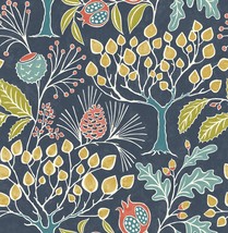 Groovy Garden Navy Peel And Stick Wallpaper By Nuwallpaper, Multicolor. - £34.53 GBP