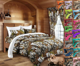 19 Pc White Camo King Set!! Snow Comforter Sheets With Curtains Camouflage - £109.99 GBP