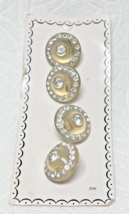 MOC 4 Lucite Studded Rhinestone Buttons Just Shy 3/4 Wide - £11.29 GBP