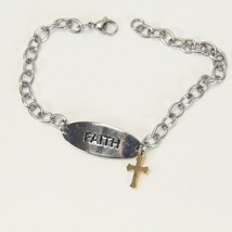 MA Faith 8&quot; Chain Bracelet with Cross Charm Stainless Steel - $15.67