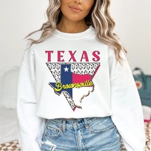 Brownsville Texas sweatshirt retro leopard, Texas Soft and Comfortable Unisex cr - £33.04 GBP