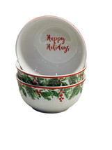 Set Of 3 Royal Norfolk Christmas Holly Wreath CEREAL/SERVING BOWL-RARE-BRAND New - $37.50
