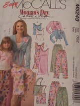 McCall&#39;s M5249 Misses &amp; Girl&#39;s Shrug, Top,Nightgown, Pants &amp; Giftbag Siz... - $6.81